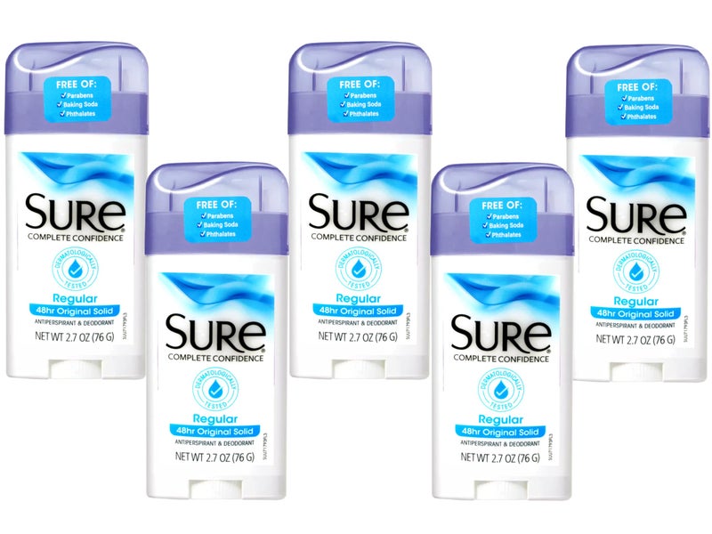 Sure Anti-Perspirant & Deodorant Original Solid, Regular Scent 2.70 oz (Pack of 5) - Image 1